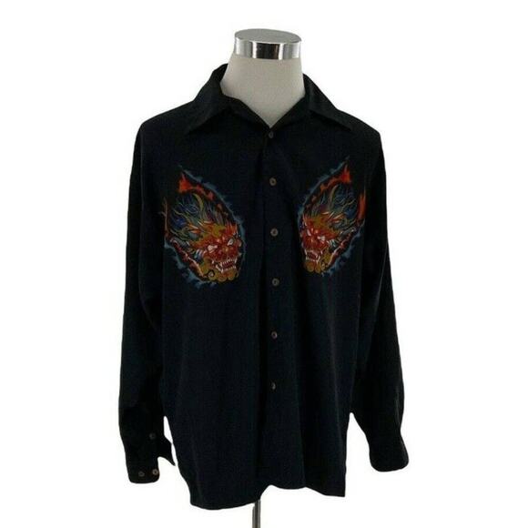 Check-In Shirt Mens Large Metallica Punk Rock Japanese Graphic Long Sleeve Top - Picture 1 of 11